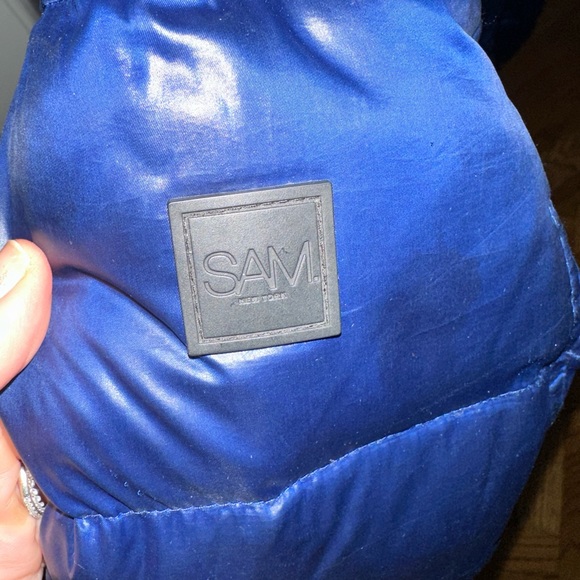 SAM. Shiny Navy jacket.  Freestyle DOWN Excellent used condition - Picture 5 of 9